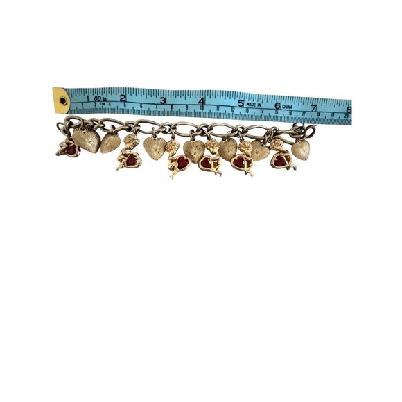 Vintage Womens Gold-toned Charm Bracelet Chunky Chain Multiple Dangling Charms - Picture 6 of 16